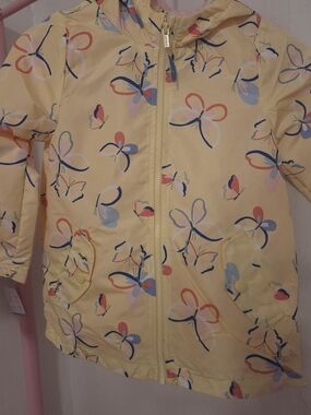 Carter's Yellow Hooded Raincoat with Multicolor Butterfly Print